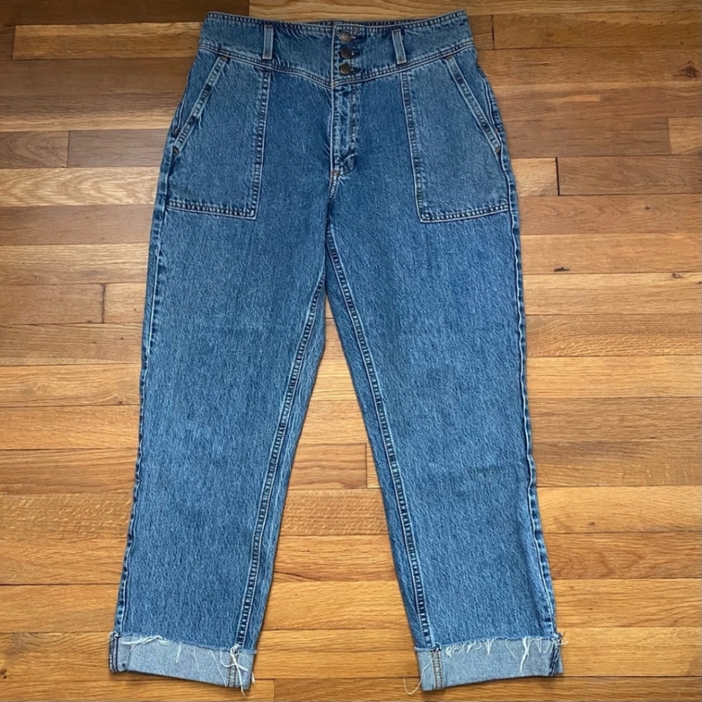 [A&F] High Rise Mom Utility Style Jean Med Wash 29